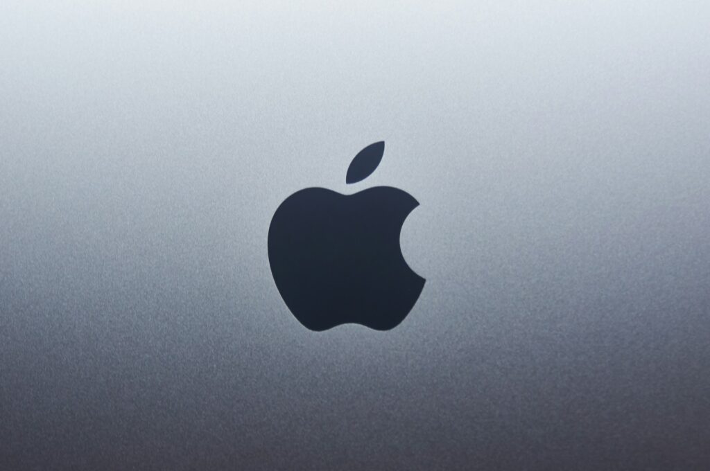 Apple Logo on steal background